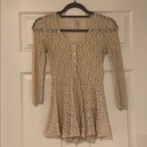 Free People Lace Flowy Peplum Top